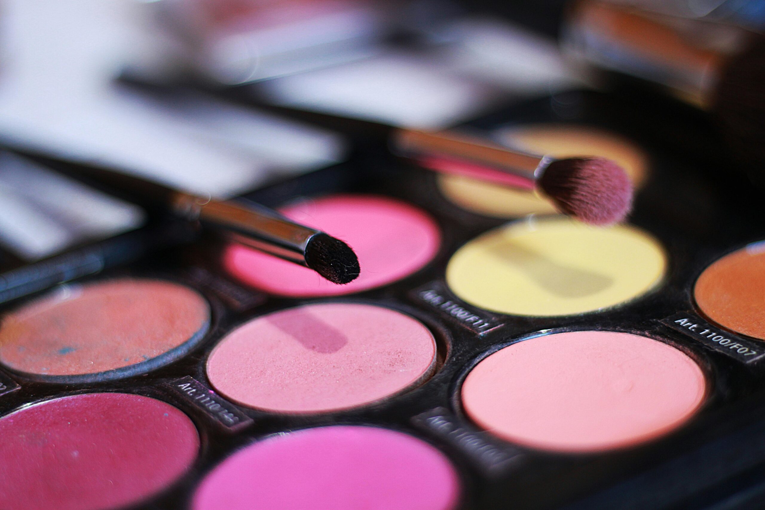 Paleta y brochas de maquillaje profesional